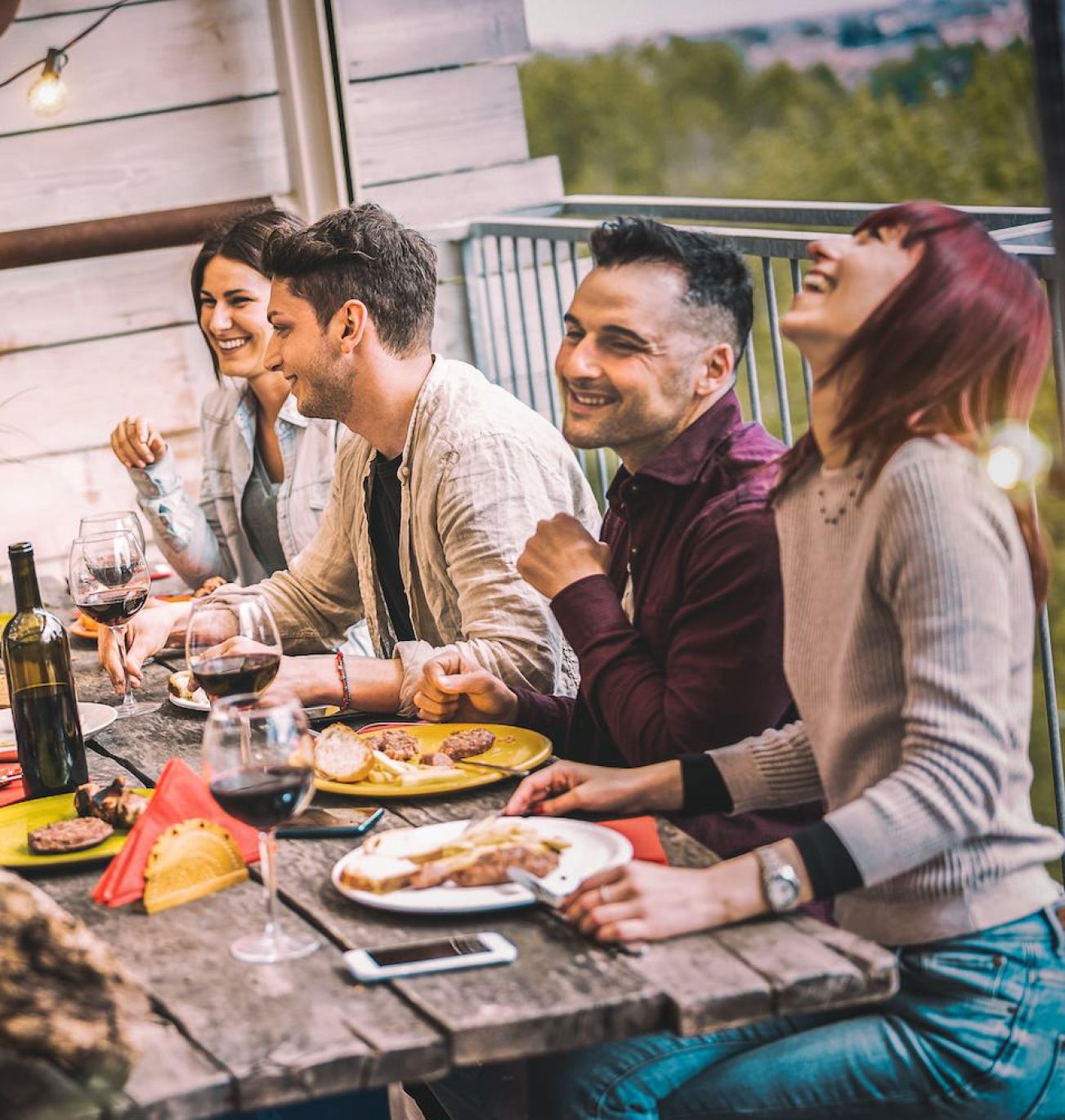 people enjoying a meal together